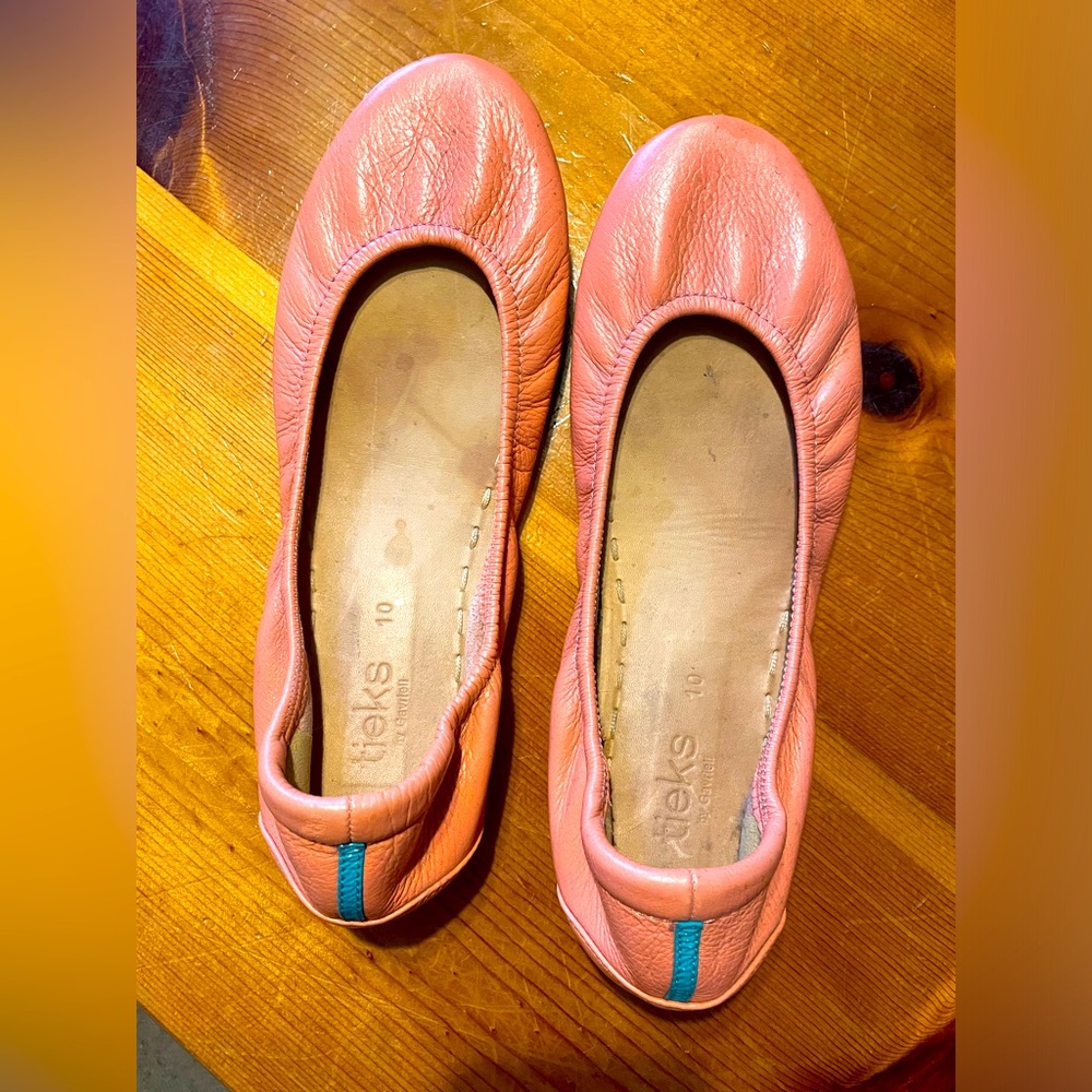 Tieks peach poppy ballet leather flats sz10